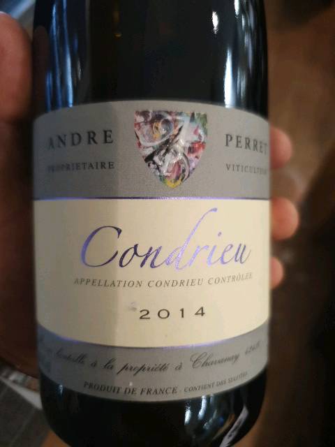 André Perret, Condrieu 2014 bottle — my own photo, 2019.12