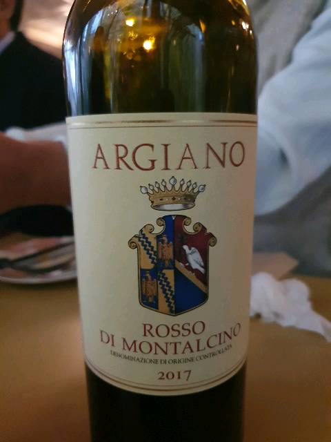 Argiano Rosso di Montalcino 2017 bottle — my own photo, November 2019
