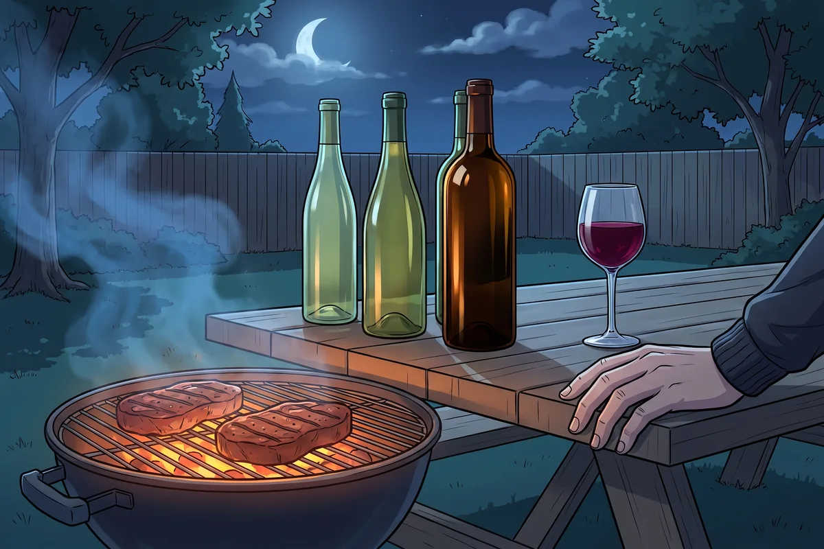 하루 — 아마 이런 밤이었을 것이다. 하루가 없던 자리 — 달빛 아래 뒤뜰, 그릴 옆 식탁 위의 세 병과 아버지의 손.