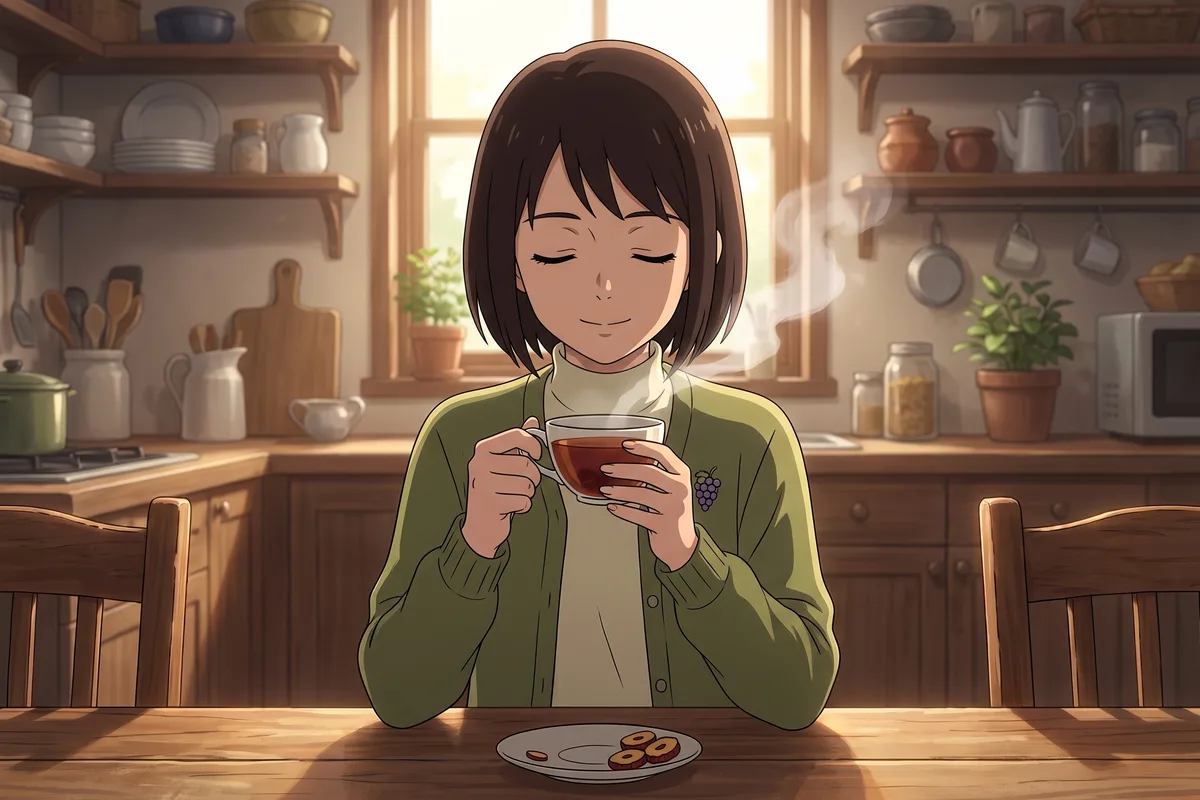 하루 — 엄마 집 부엌, 쌍화차 김이 오르는 잔 앞에서 하루가 눈을 감았다.
