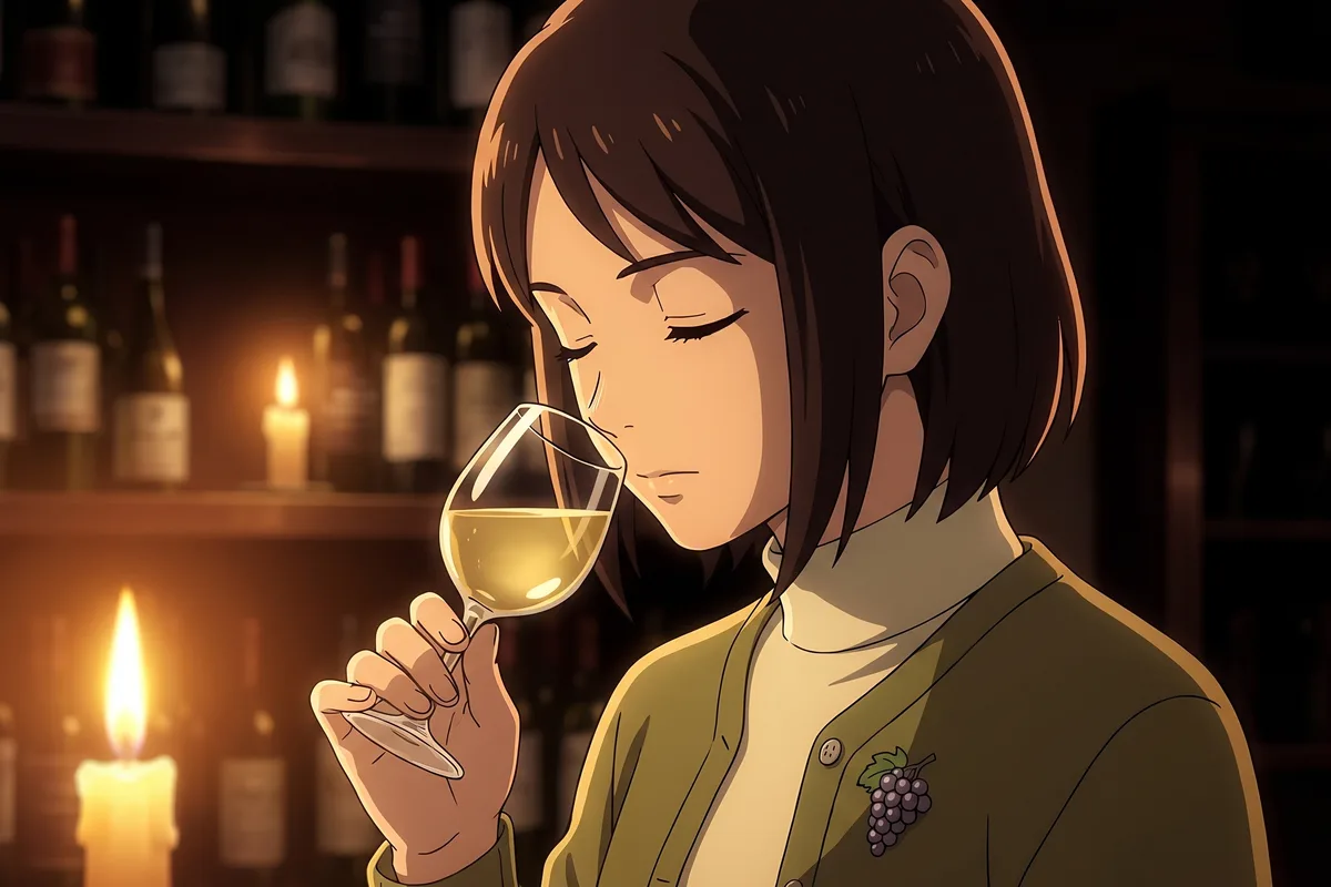 Haru — A small glass beside the candle. In the dark, Haru closes her eyes and leads with her nose.